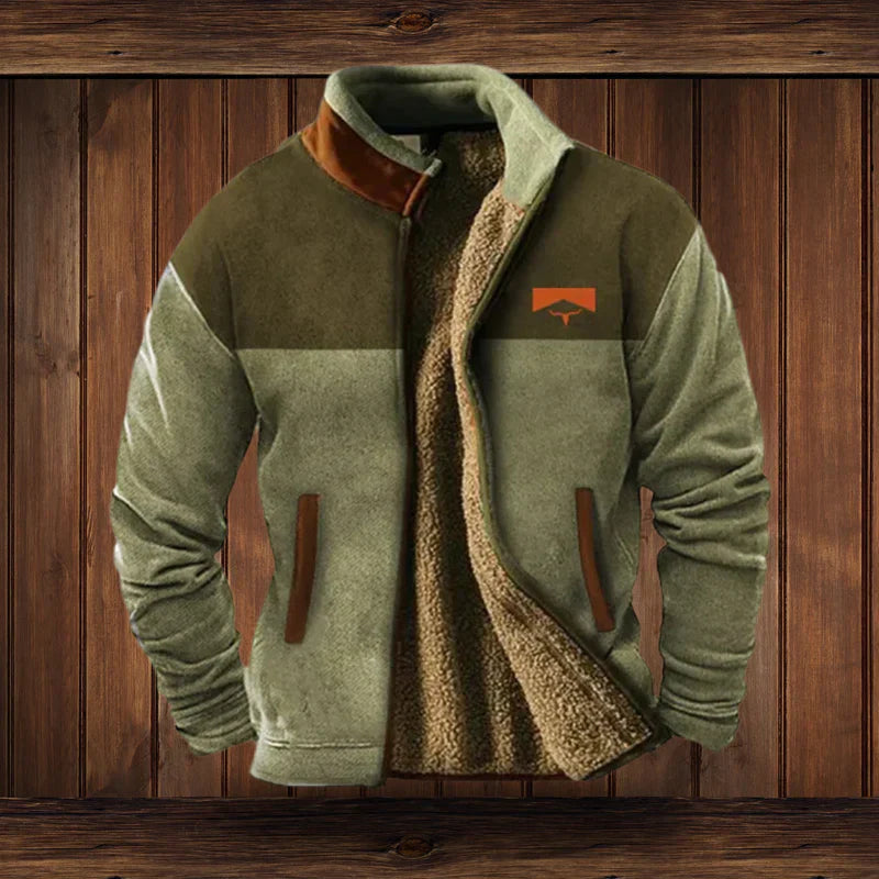 Kurtka zimowa męska | Zamek błyskawiczny, tkanina woskowana, regular fit | Styl vintage outdoor