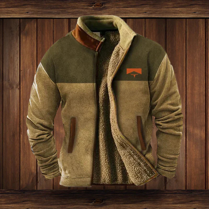 Kurtka zimowa męska | Zamek błyskawiczny, tkanina woskowana, regular fit | Styl vintage outdoor