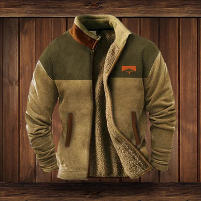 Kurtka zimowa męska | Zamek błyskawiczny, tkanina woskowana, regular fit | Styl vintage outdoor