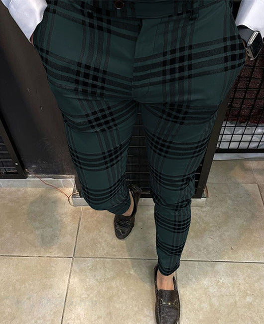 Spodnie męskie | wzór w kratę, slim fit