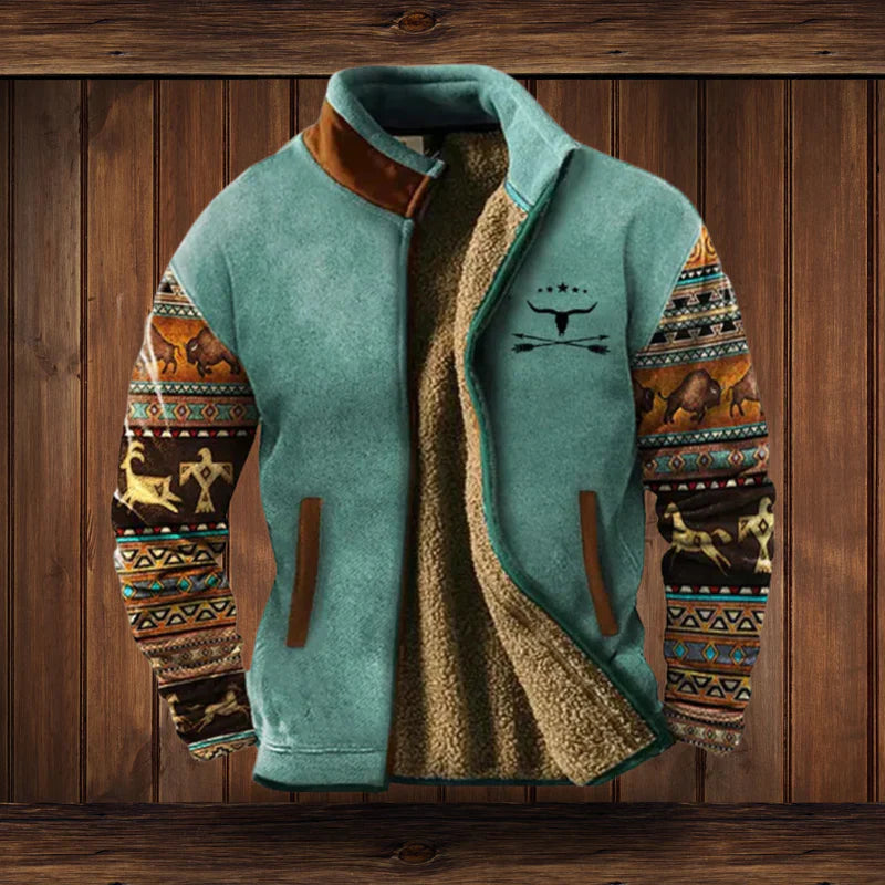 Kurtka zimowa męska | Zamek błyskawiczny, tkanina woskowana, regular fit | Styl vintage outdoor