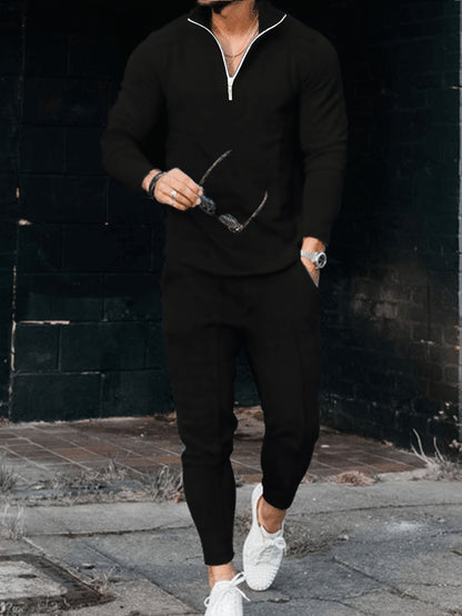 Dres męski | bluza z półzamkiem, sznurek w pasie