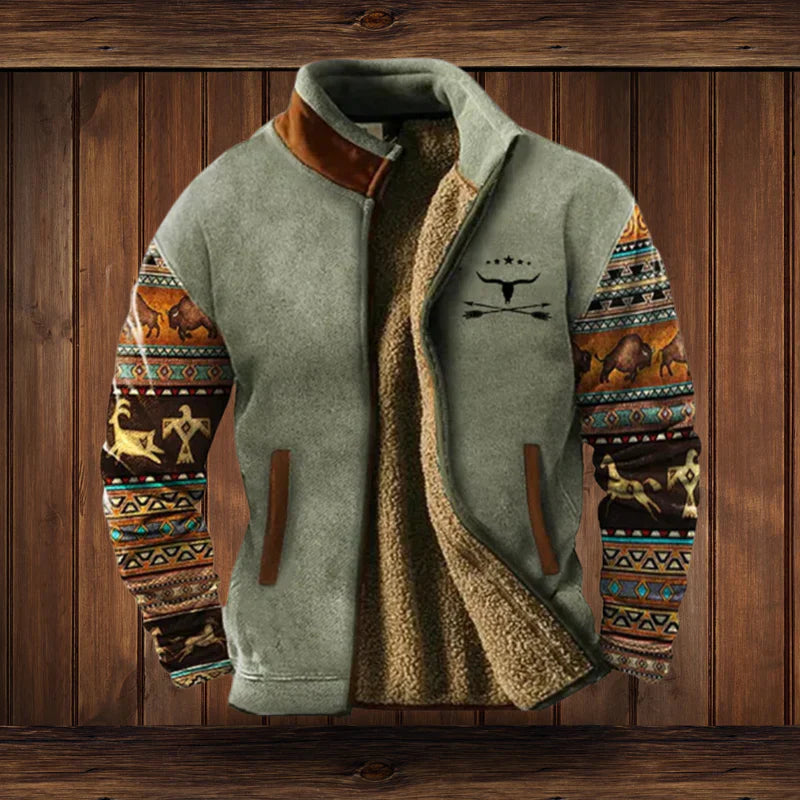 Kurtka zimowa męska | Zamek błyskawiczny, tkanina woskowana, regular fit | Styl vintage outdoor