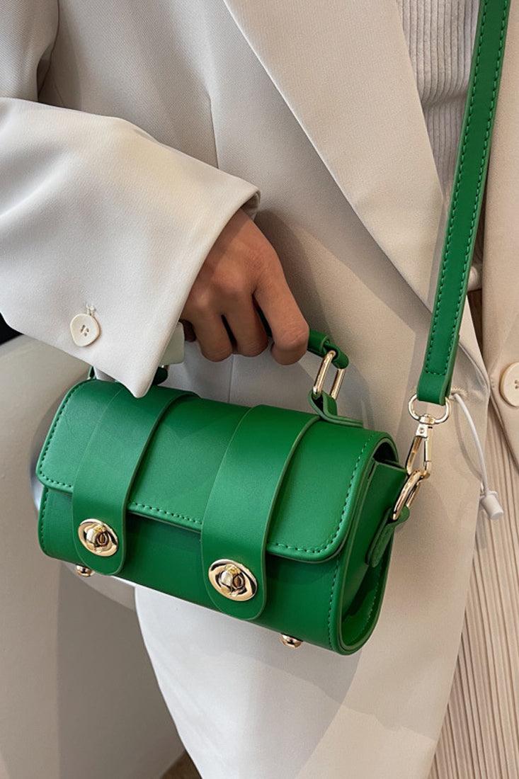 Torebka crossbody damska | zielona, podwójne zapięcie