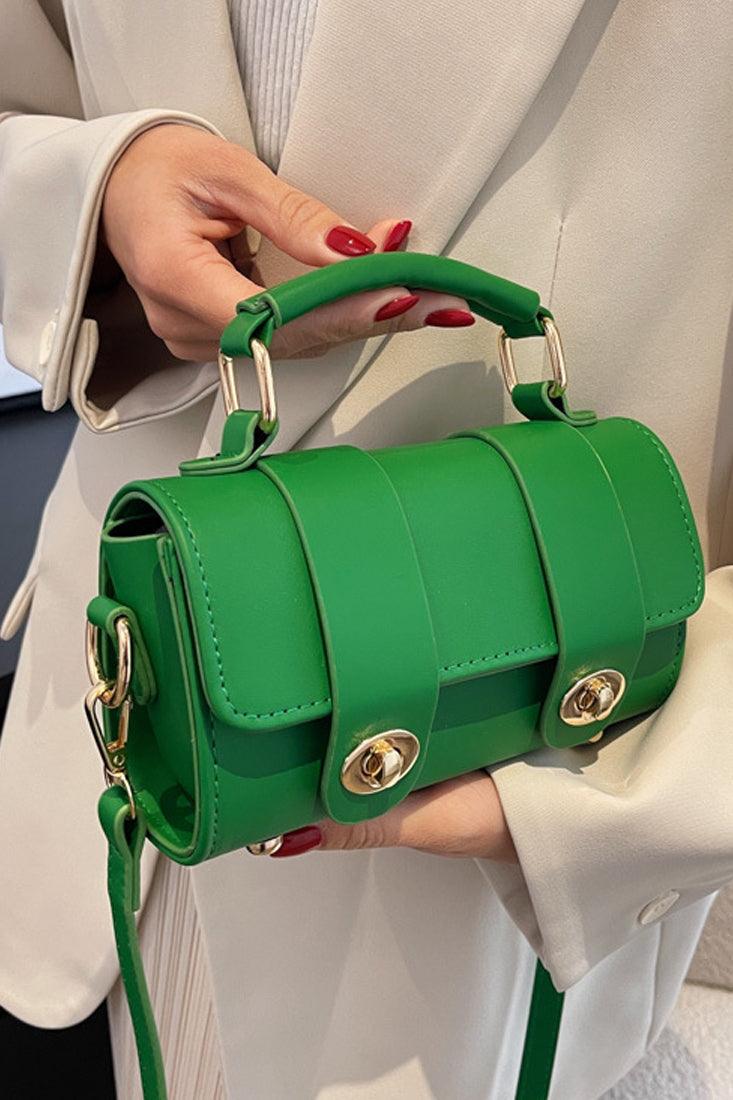 Torebka crossbody damska | zielona, podwójne zapięcie