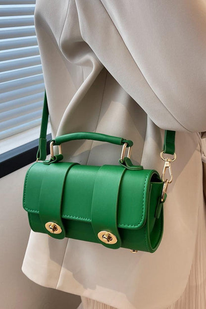 Torebka crossbody damska | zielona, podwójne zapięcie