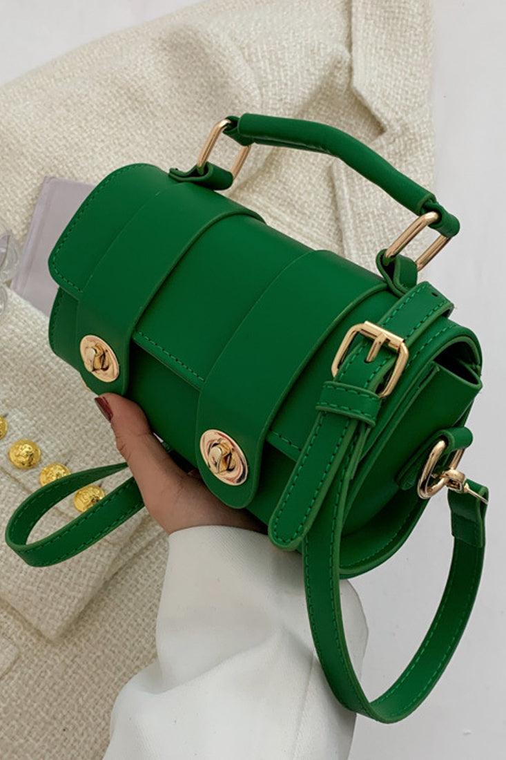 Torebka crossbody damska | zielona, podwójne zapięcie