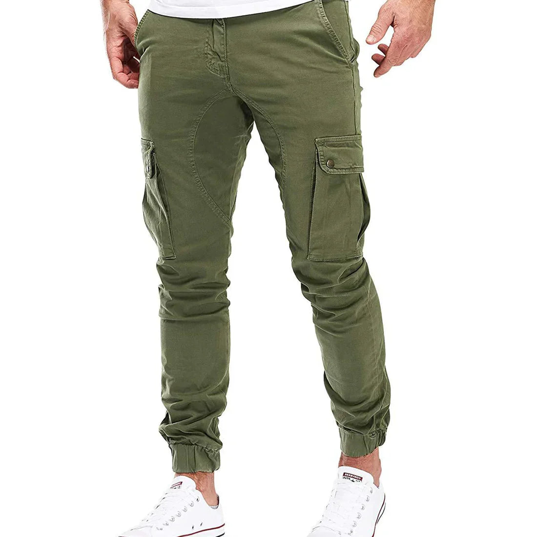 Spodnie cargo męskie | krój slim fit, skośne kieszenie