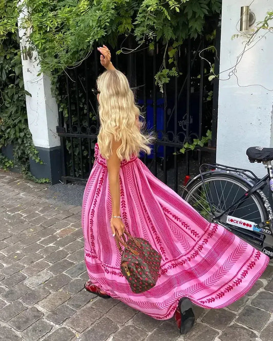 Sukienka maxi boho | haft, frędzle