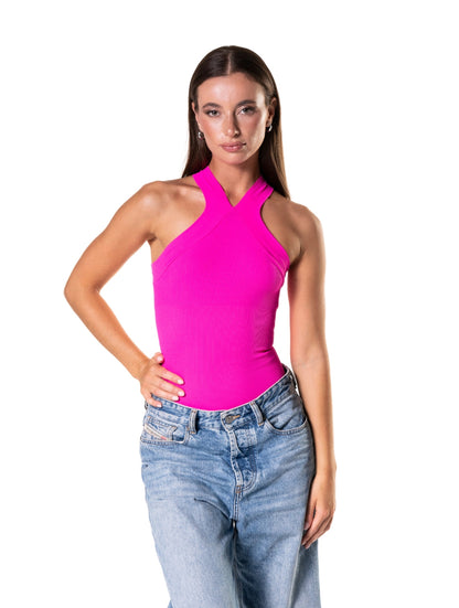 Body modelujące damskie | halter crossover, bezszwowe