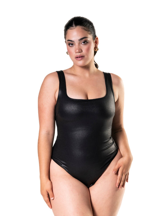 Body damskie | imitacja skóry, kompresyjna siateczka
