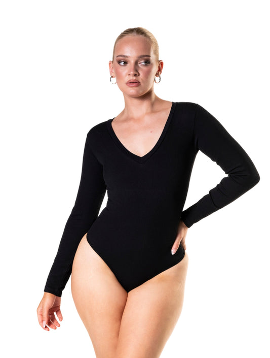 Body damskie | długi rękaw, prążkowany materiał