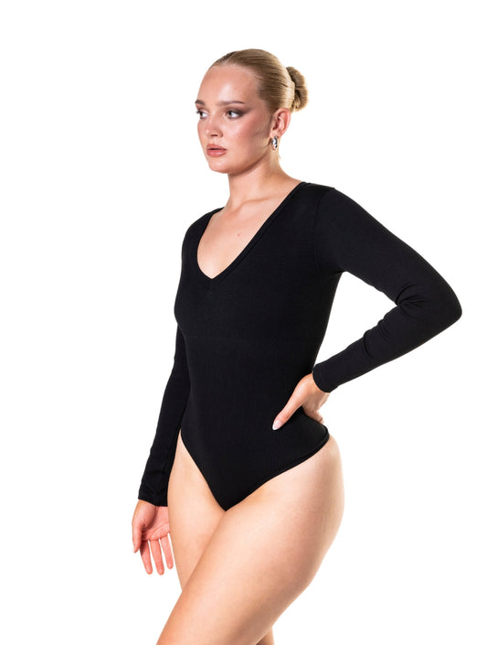 Body damskie | długi rękaw, prążkowany materiał