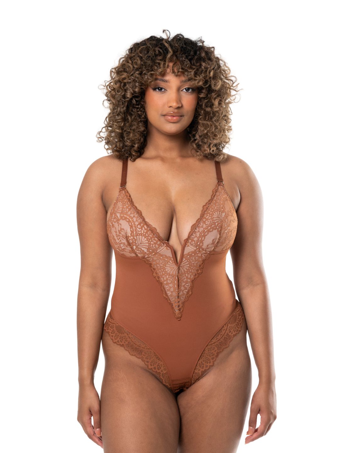 Body damskie | dekolt w serek, wbudowany biustonosz