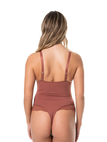 Body damskie | dekolt w serek, wbudowany biustonosz