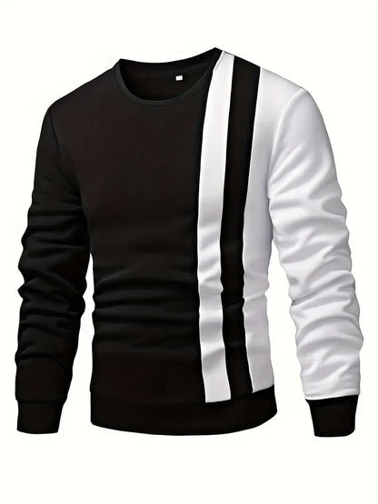 Sweter męski | wzór colorblock, okrągły dekolt