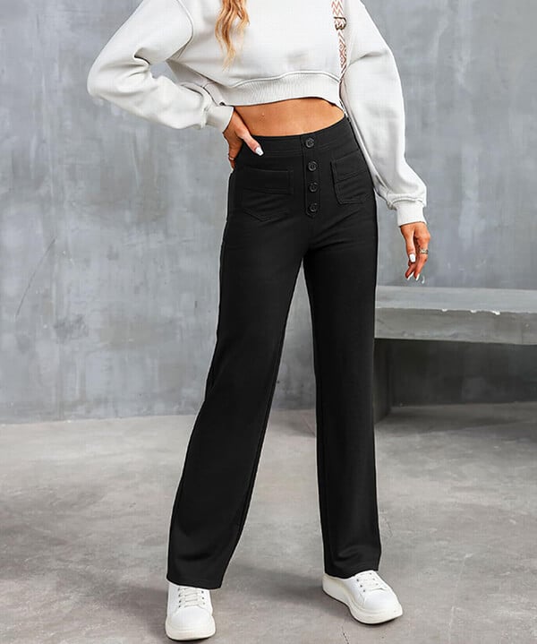 Spodnie damskie | wysoki stan, proste nogawki
