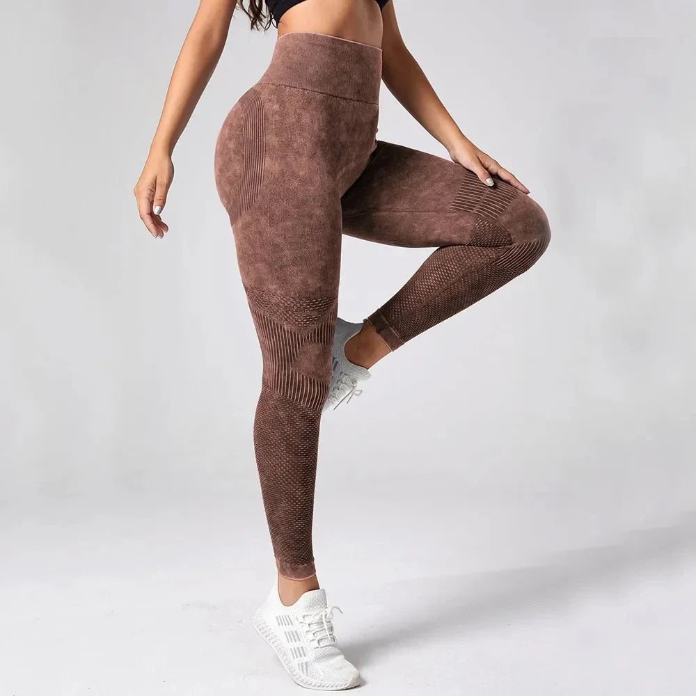 Legginsy sportowe damskie | bezszwowe, efekt scrunch