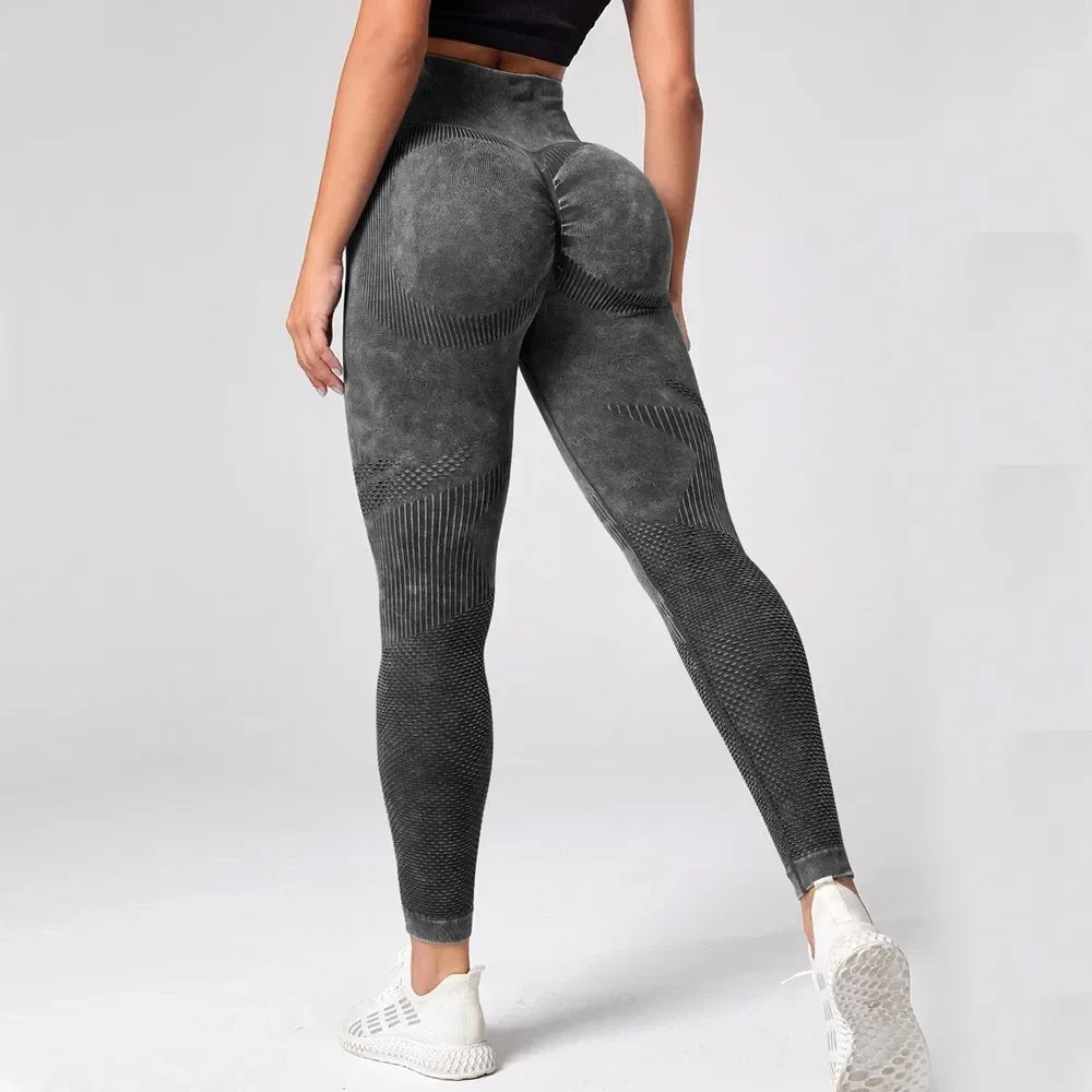 Legginsy sportowe damskie | bezszwowe, efekt scrunch
