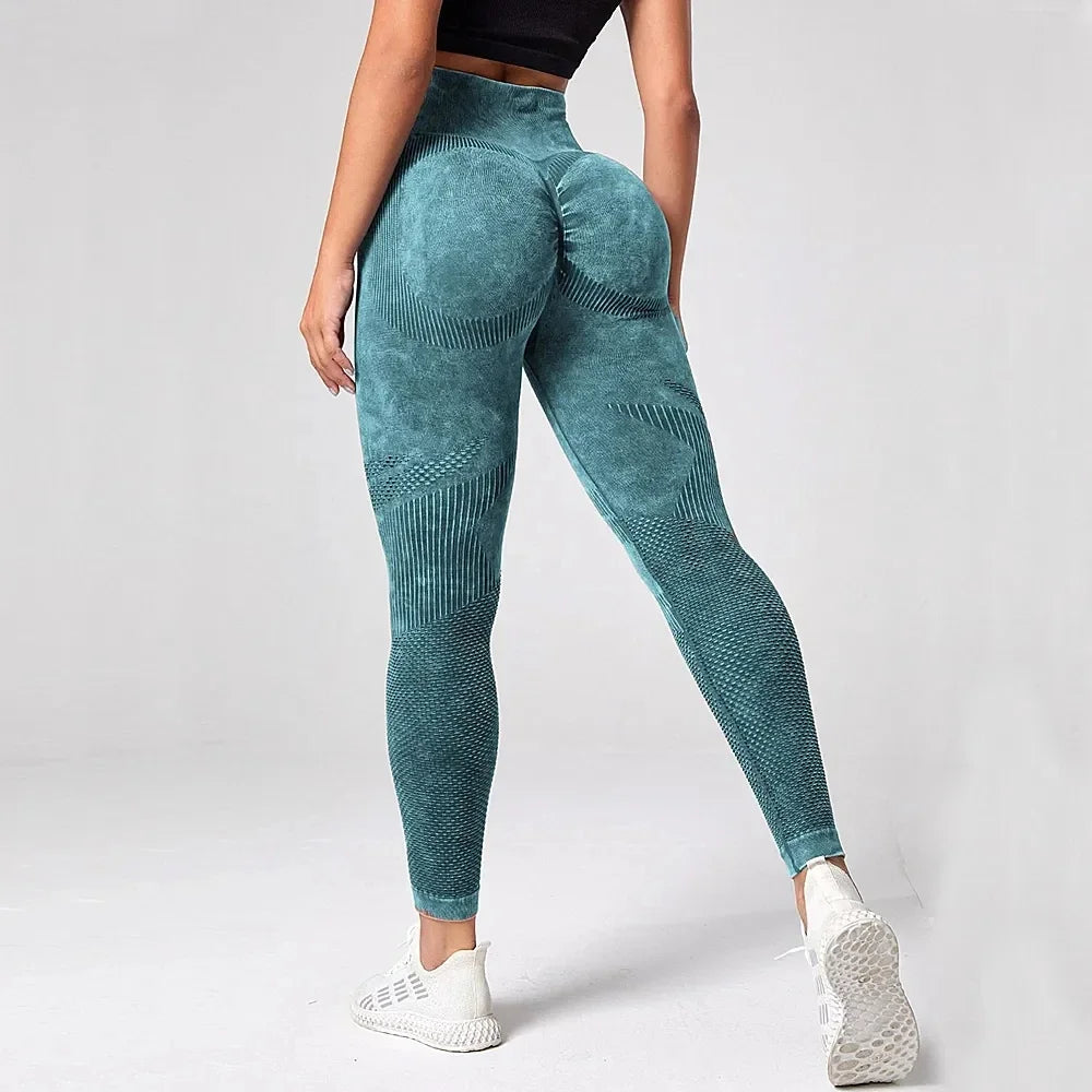Legginsy sportowe damskie | bezszwowe, efekt scrunch