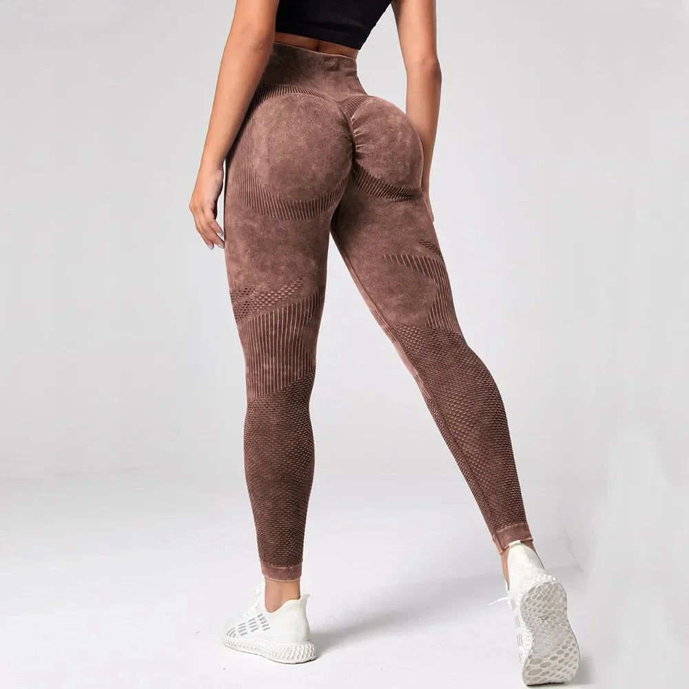 Legginsy damskie do jogi | bezszwowe, efekt scrunch