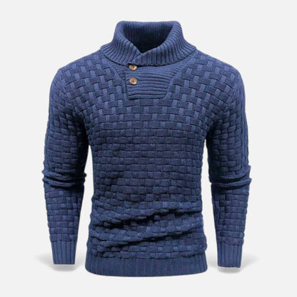 Sweter męski | golf, guziki na ramieniu
