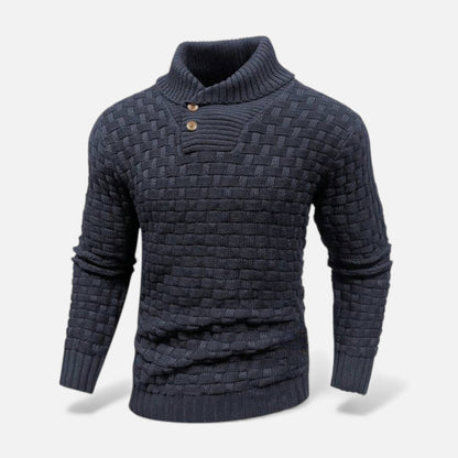 Sweter męski | golf, guziki na ramieniu