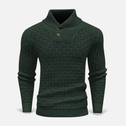 Sweter męski | golf, guziki na ramieniu