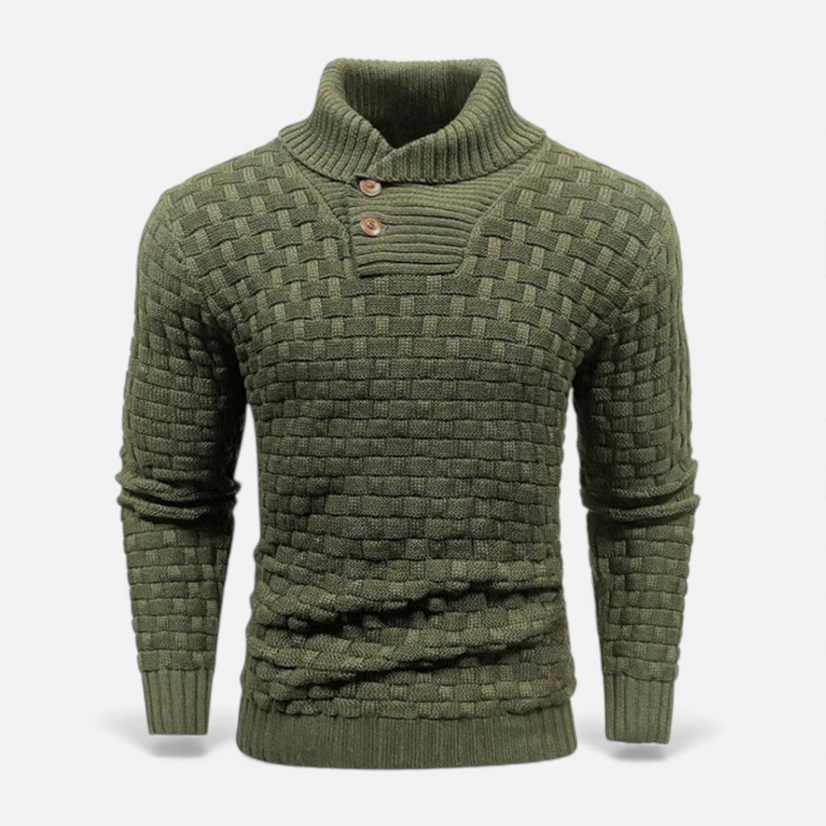 Sweter męski | golf, guziki na ramieniu