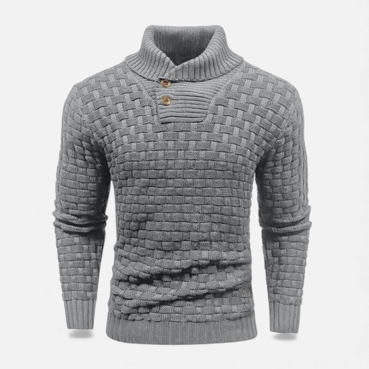 Sweter męski | golf, guziki na ramieniu