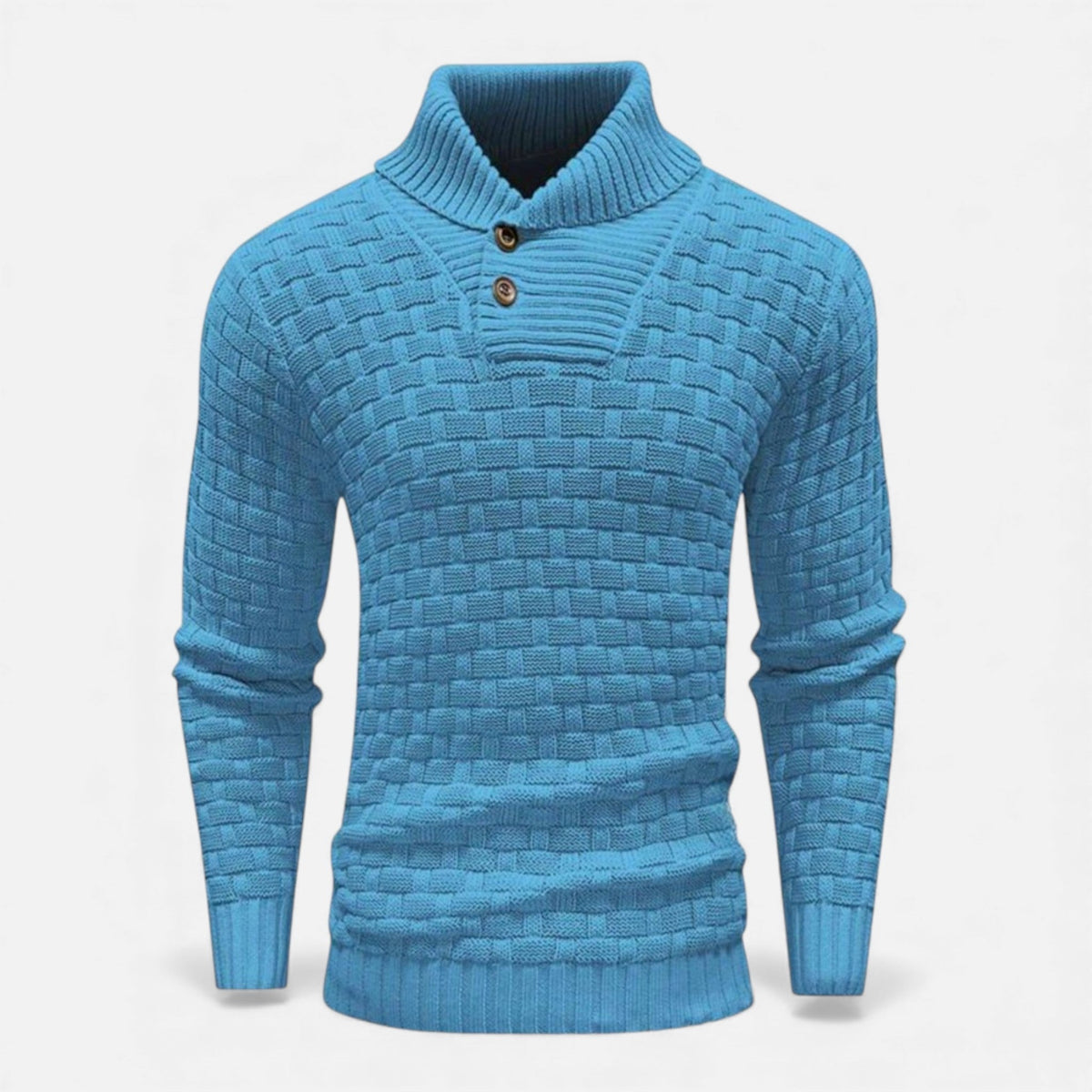 Sweter męski | golf, guziki na ramieniu