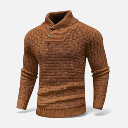 Sweter męski | golf, guziki na ramieniu