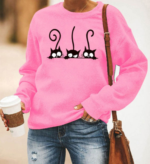 Sweter damski | wzór z kotami, krój oversize