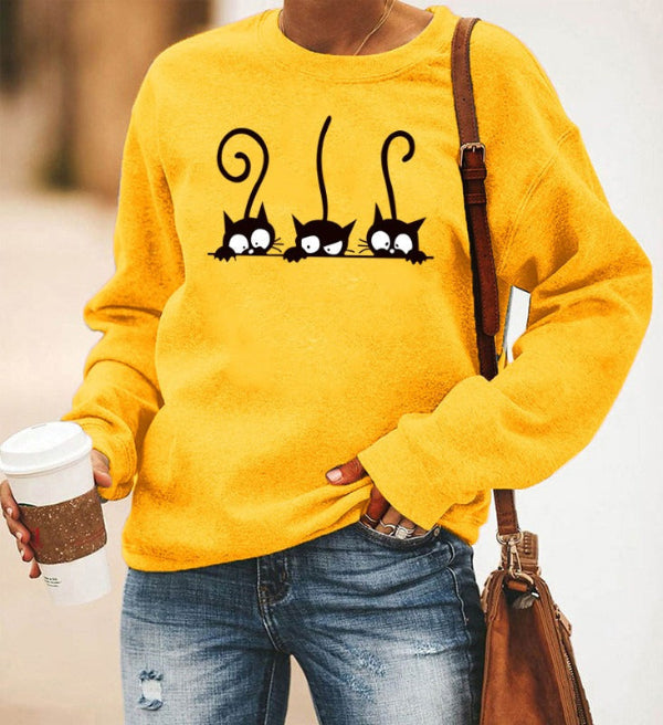 Sweter damski | wzór z kotami, krój oversize