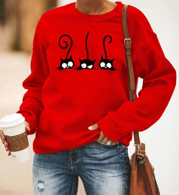 Sweter damski | wzór z kotami, krój oversize