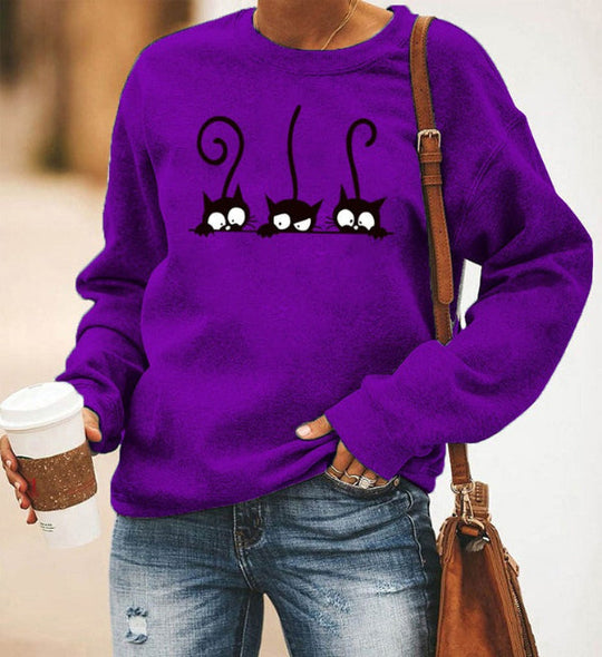 Sweter damski | wzór z kotami, krój oversize