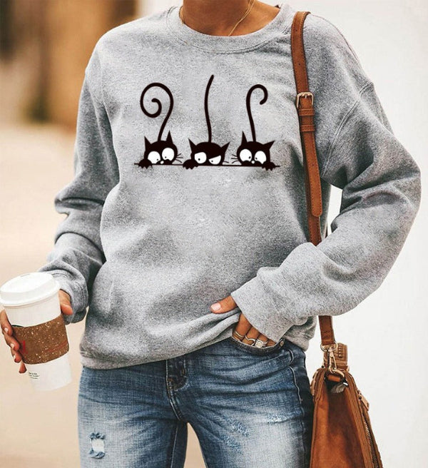 Sweter damski | wzór z kotami, krój oversize