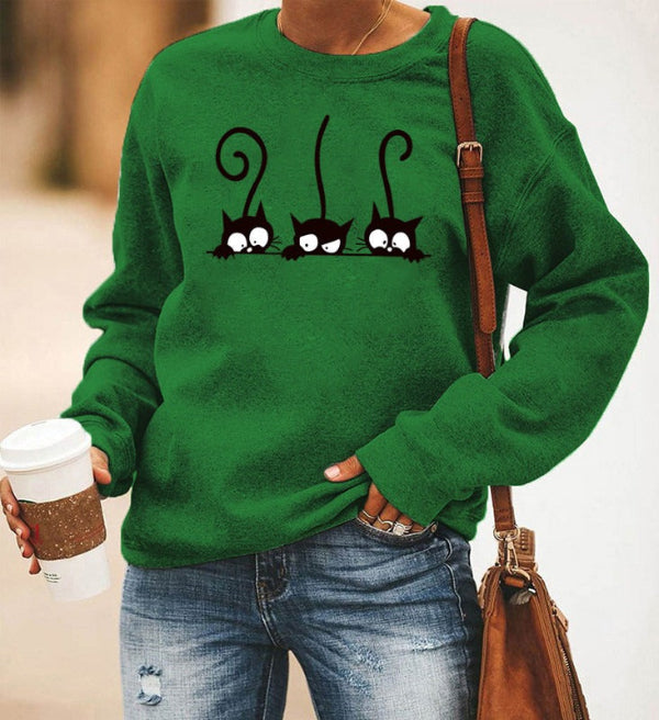 Sweter damski | wzór z kotami, krój oversize
