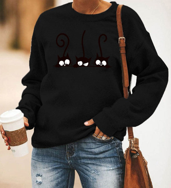 Sweter damski | wzór z kotami, krój oversize
