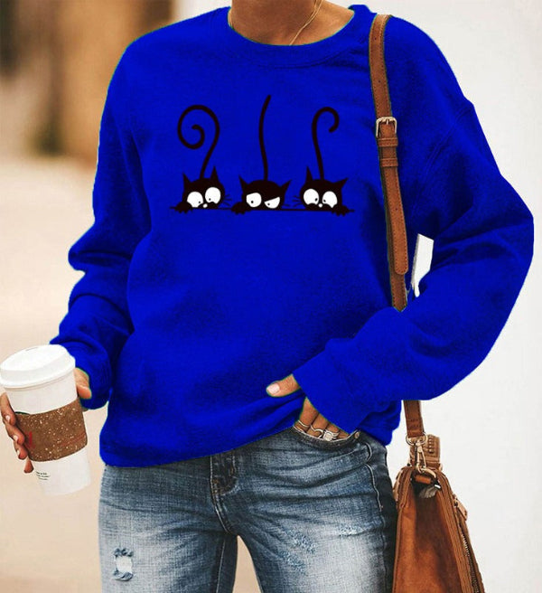 Sweter damski | wzór z kotami, krój oversize