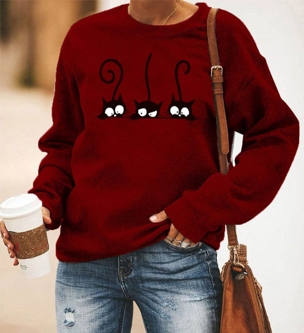 Sweter damski | wzór z kotami, krój oversize
