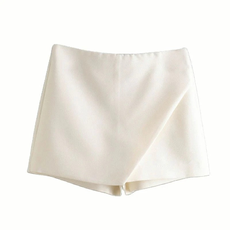 Spódnico-szorty damskie asymetryczne | Boczny zamek, długość do połowy uda, lekka konstrukcja | Casualowy styl na wiosnę