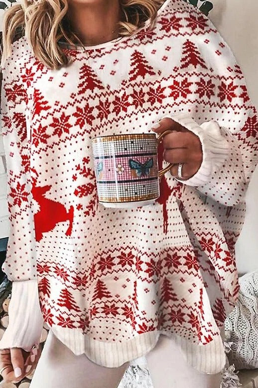 Sweter damski | świąteczny wzór, oversize