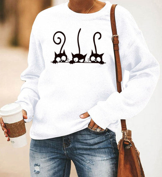 Sweter damski | wzór z kotami, krój oversize