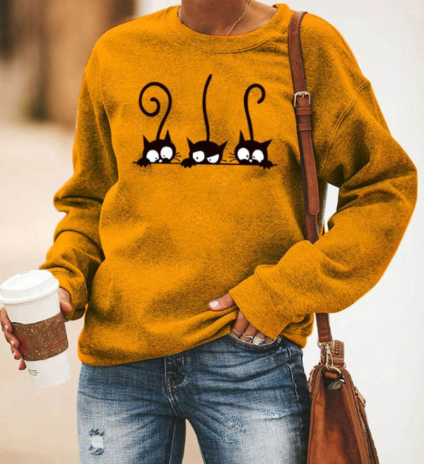Sweter damski | wzór z kotami, krój oversize