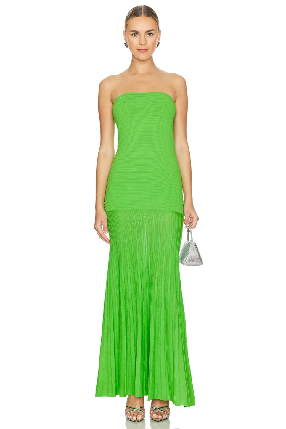Sukienka maxi bustier | plisowana spódnica