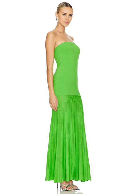 Sukienka maxi bustier | plisowana spódnica