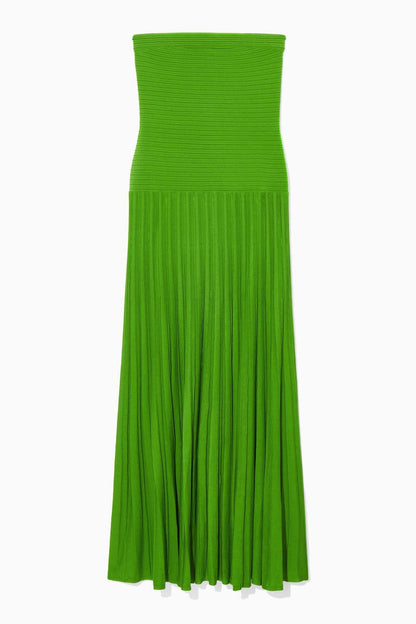 Sukienka maxi bustier | plisowana spódnica