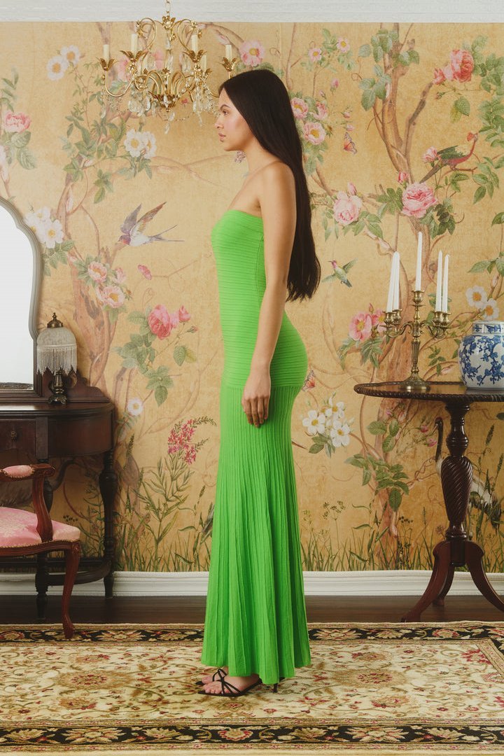 Sukienka maxi bustier | plisowana spódnica