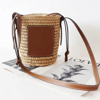 Torebka damska okrągła | pleciona struktura